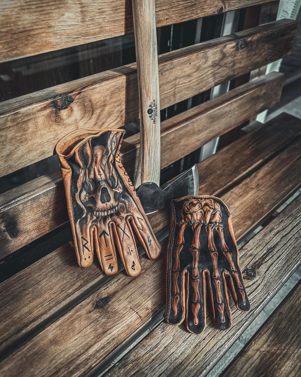Inferno Lederhandschuhe Set Feuer brennen