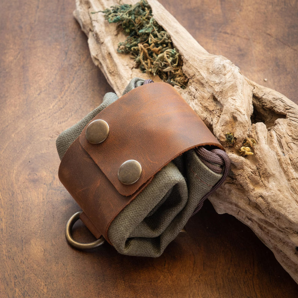 Leder - Futterbeutel - faltbare Wandergürteltasche