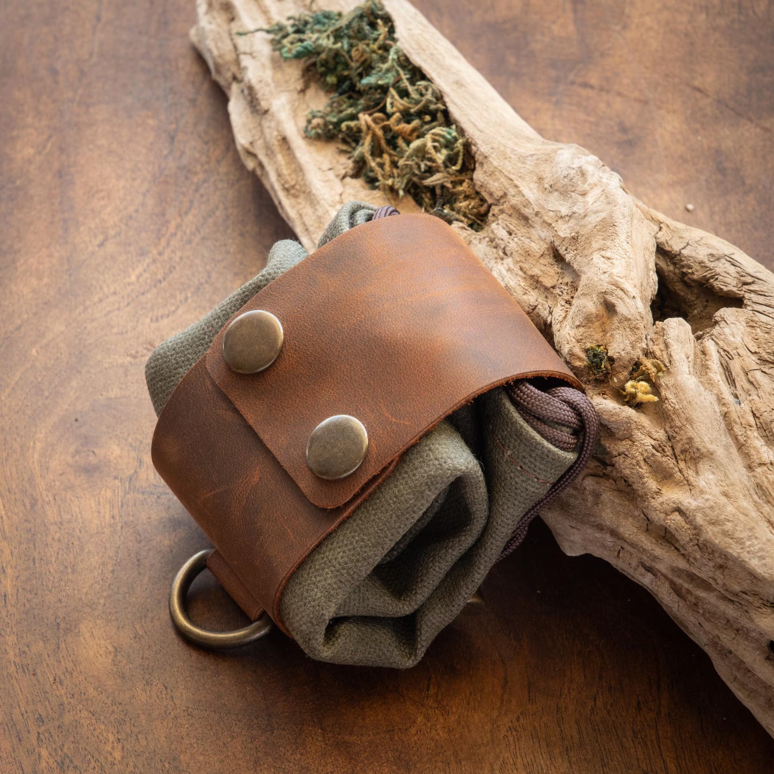 Leder - Futterbeutel - faltbare Wandergürteltasche