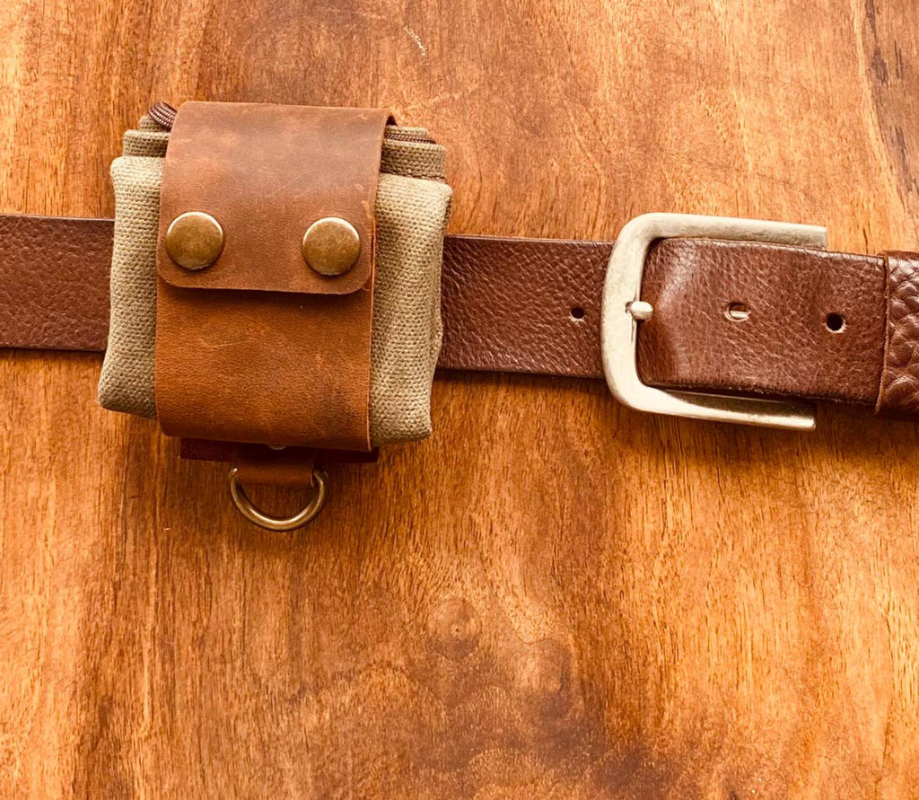 Leder - Futterbeutel - faltbare Wandergürteltasche