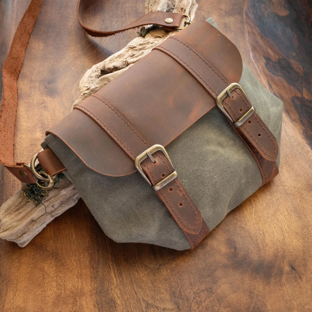 Gewachste Canvas Gürteltasche – Leder Gürteltasche
