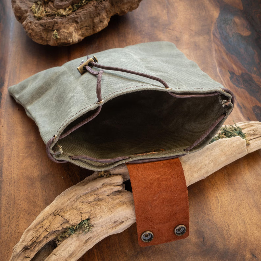Leder - Futterbeutel - faltbare Wandergürteltasche