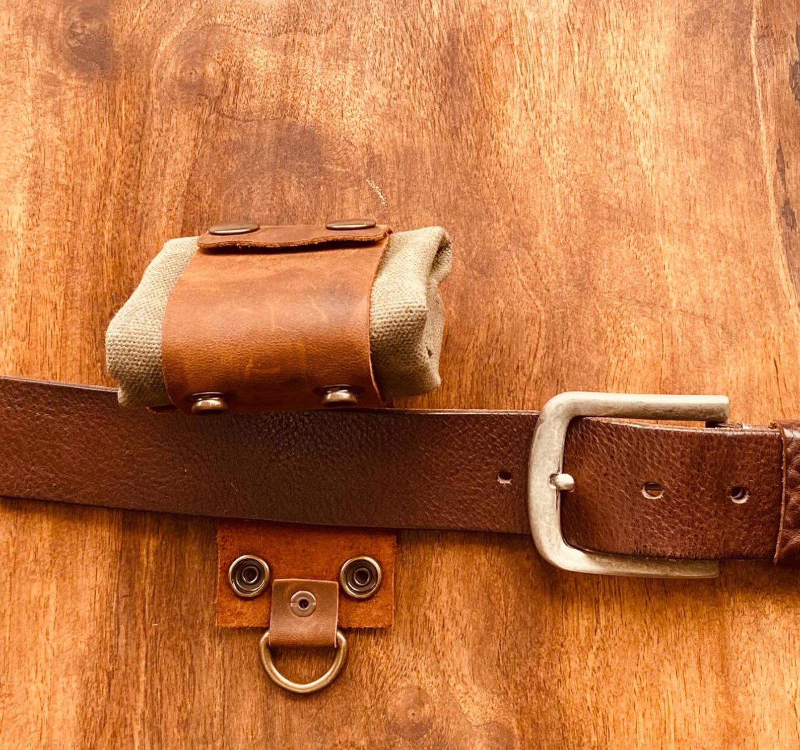 Leder - Futterbeutel - faltbare Wandergürteltasche