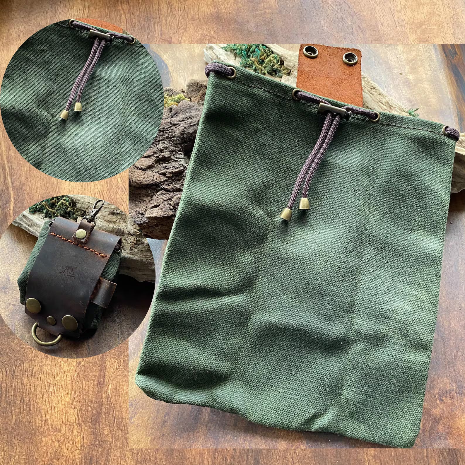 Leder - Futterbeutel - faltbare Wandergürteltasche