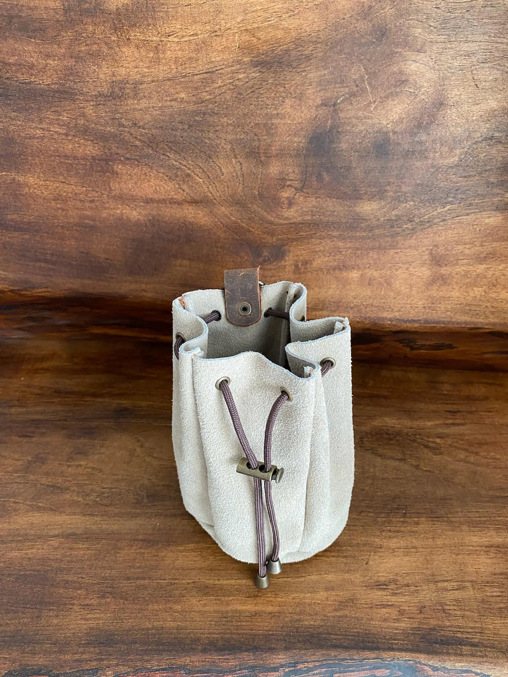 Leder Futterbeutel – Faltbare Wandergürteltasche Wildleder-Bushcraft-Pilz