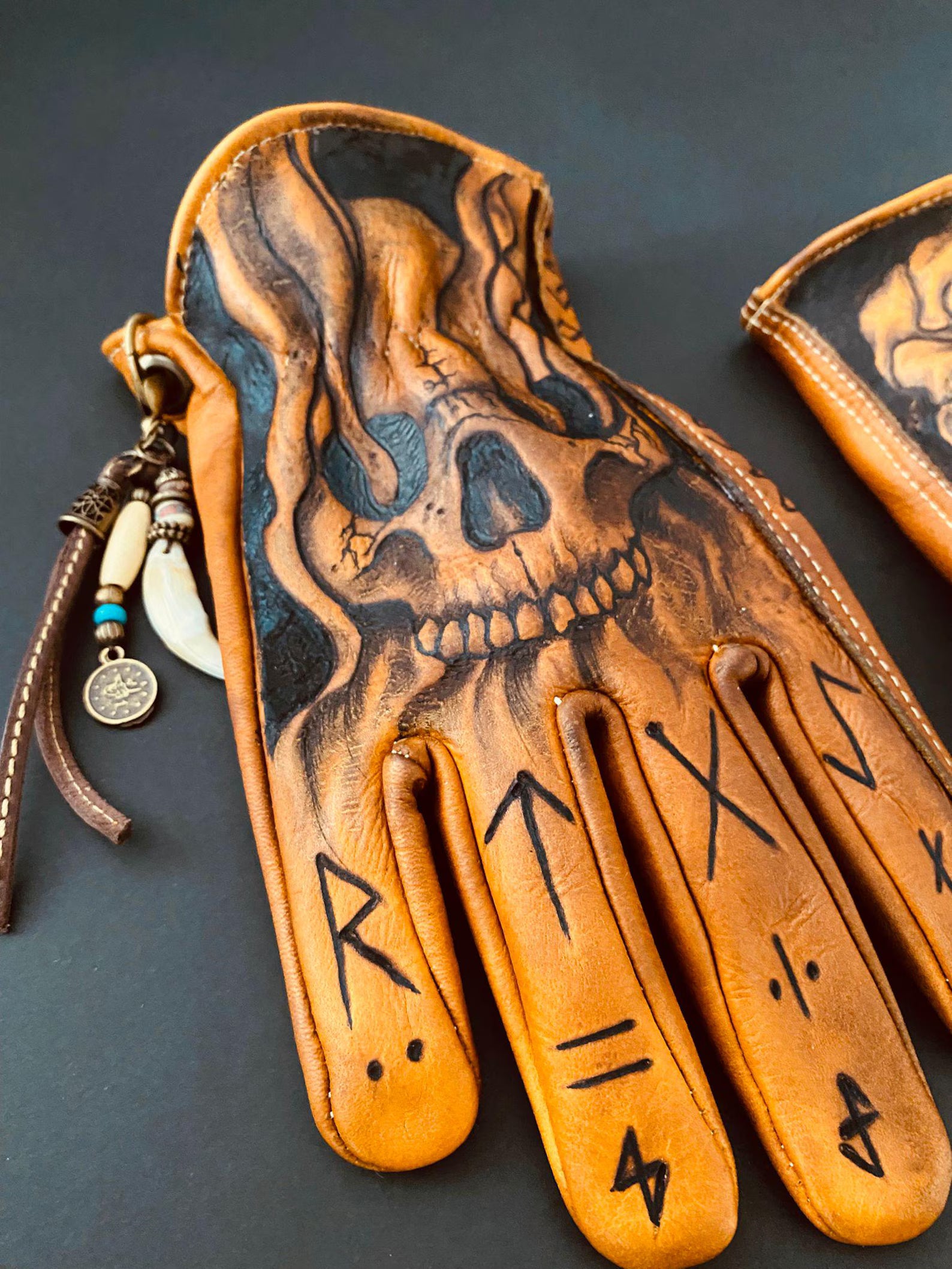 Inferno Lederhandschuhe Set Feuer brennen