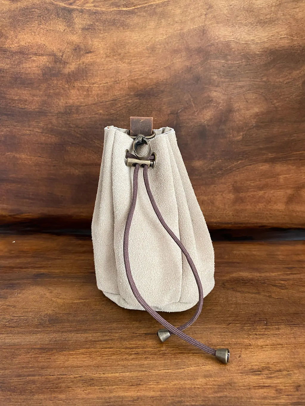 Leder Futterbeutel – Faltbare Wandergürteltasche Wildleder-Bushcraft-Pilz