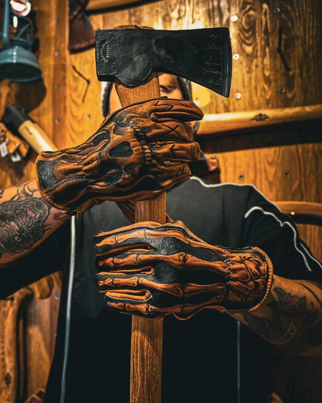 INFERNO KNOCHEN Leder Motorradhandschuhe