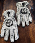 Viking Skull Motorradhandschuhe, handgefertigte Leder Bikerhandschuhe