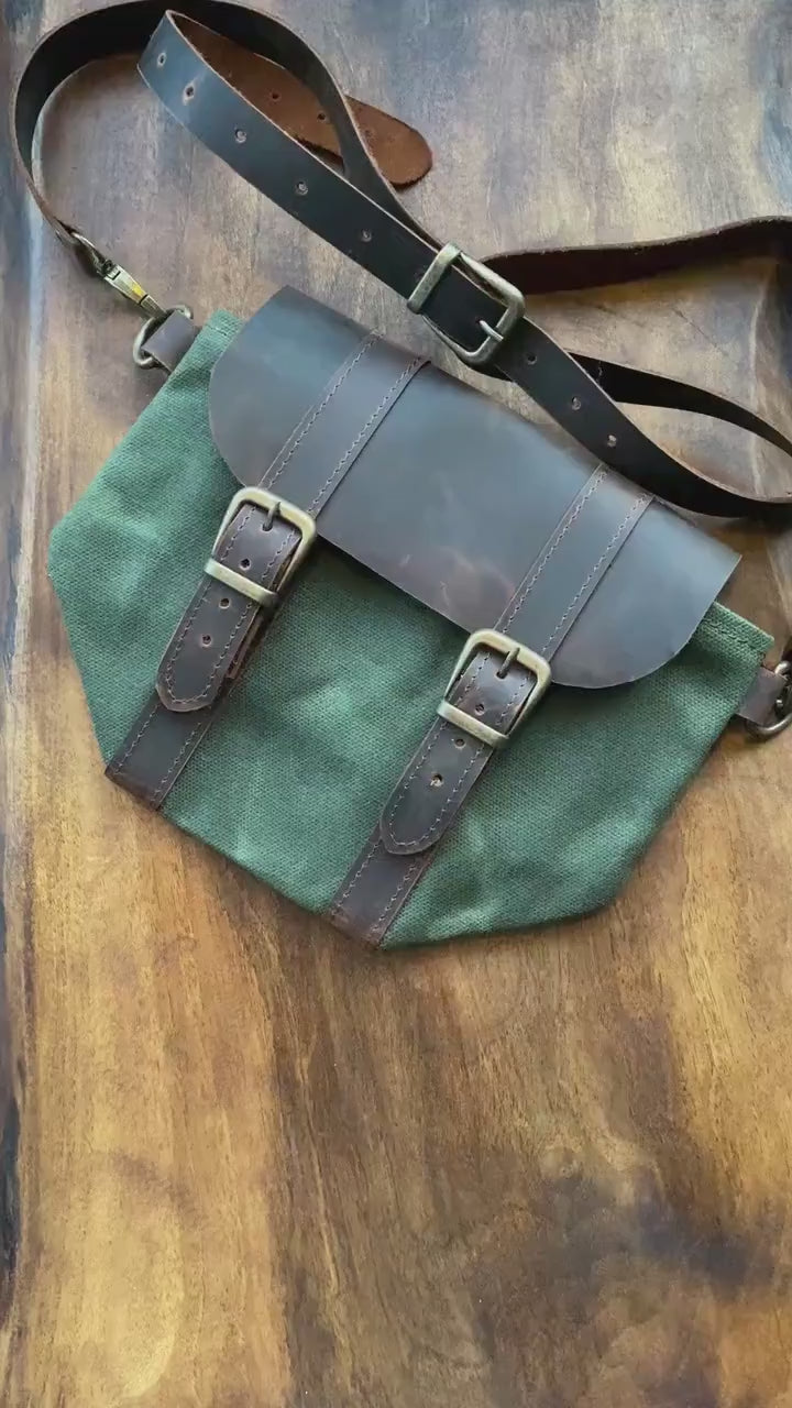 Gewachste Canvas Gürteltasche – Leder Gürteltasche